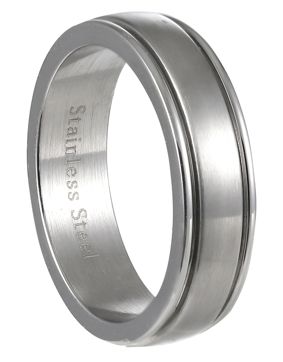 Lykken Strong plain steel ring grooved 6 mm