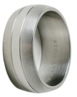 Lykka Strong plain d-shape steel ring grooved 9 mm 