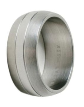 Lykka Strong plain d-shape steel ring grooved 9 mm