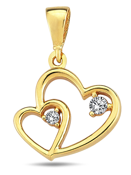 Lykka Hearts double hearts yellow gold pendant 