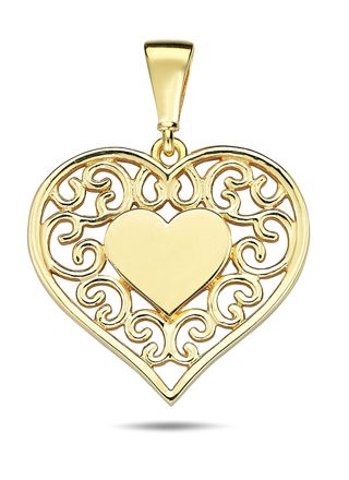 Lykka Casuals filigree heart pendant in yellow gold