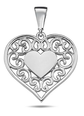 Lykka Casuals filigree heart pendant in white gold