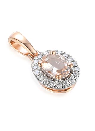 Lykka Elegance oval halo morganite-diamond pendant in rose gold