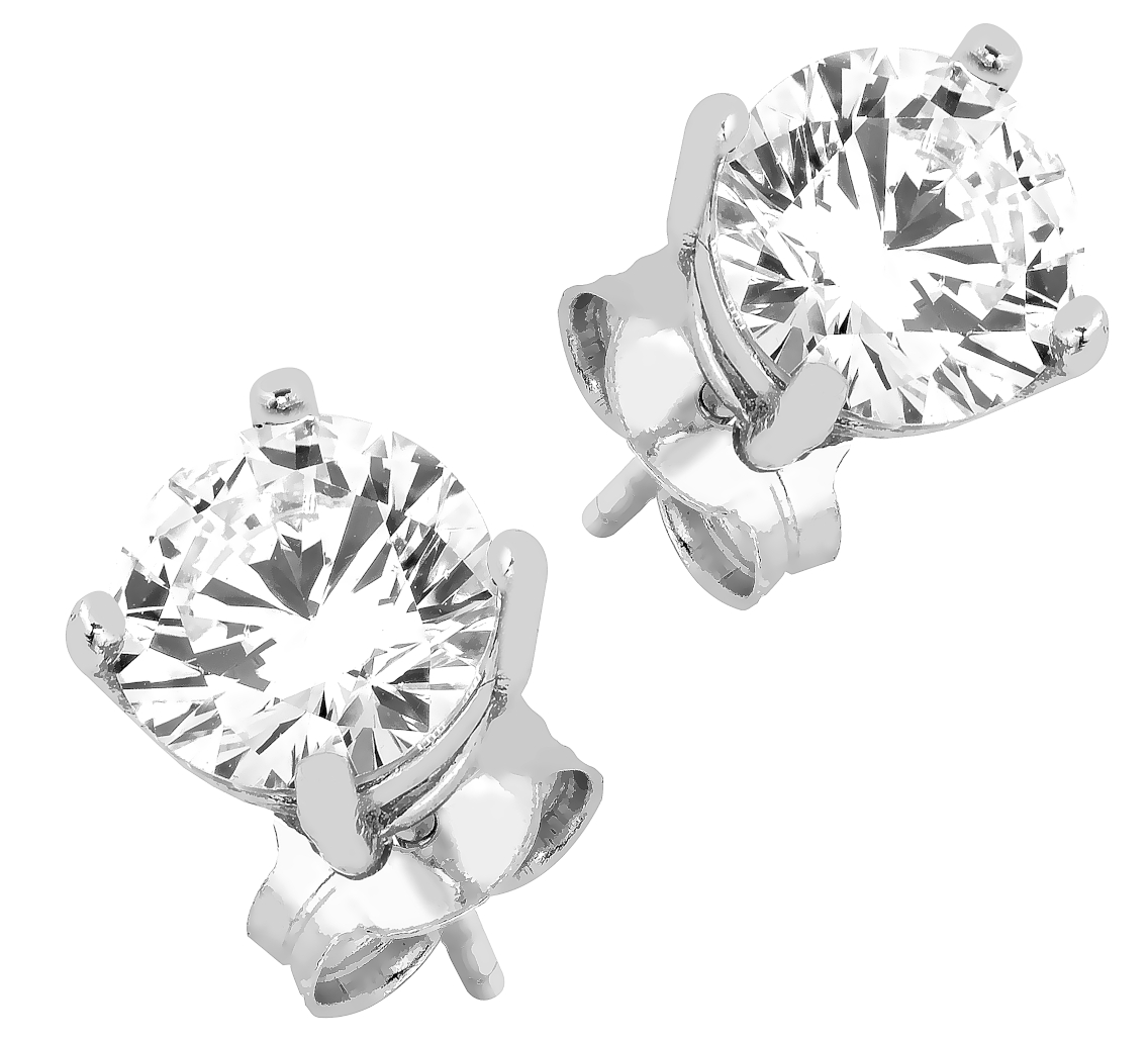 Lykka Casuals solitaire silver prong stud earrings 6 mm