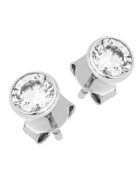 Lykken Casuals solitaire silver bezel set stud earrings 4 mm