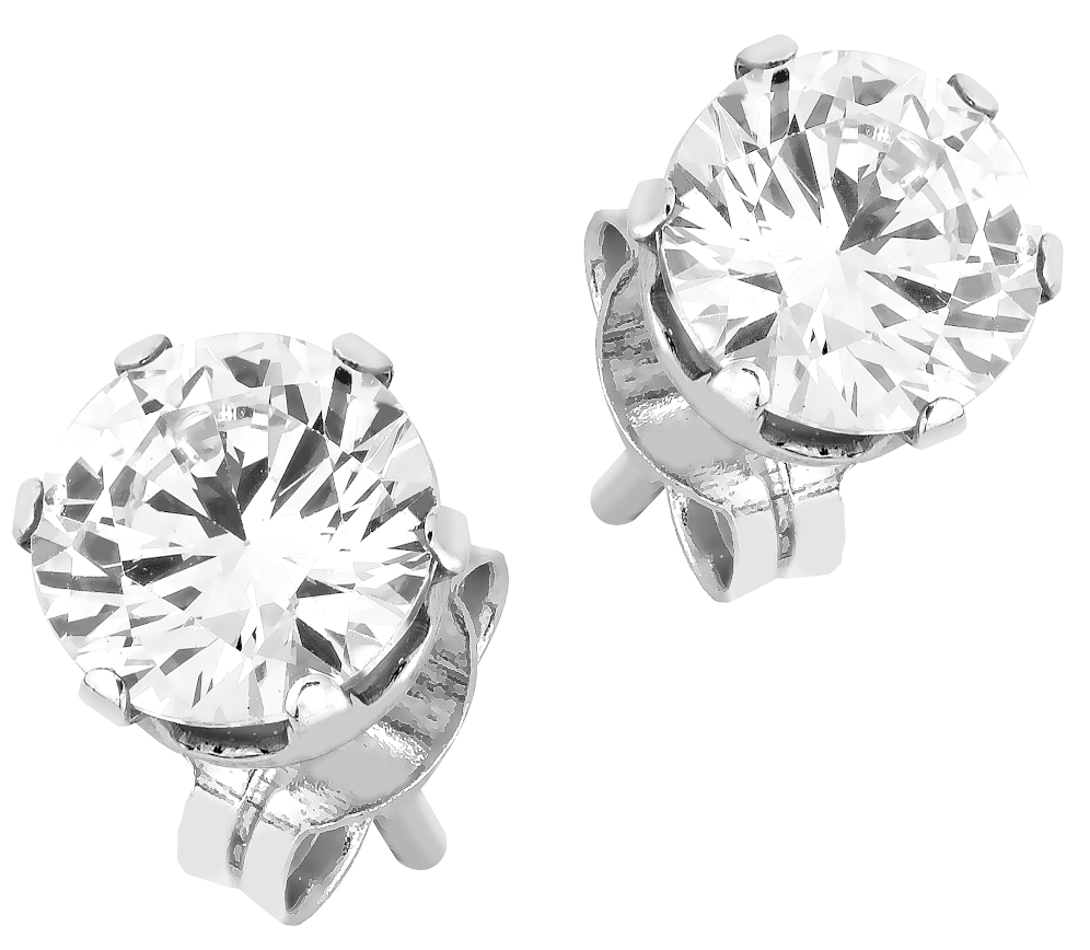 Lykka Casuals solitaire silver 6-prong stud earrings 4 mm