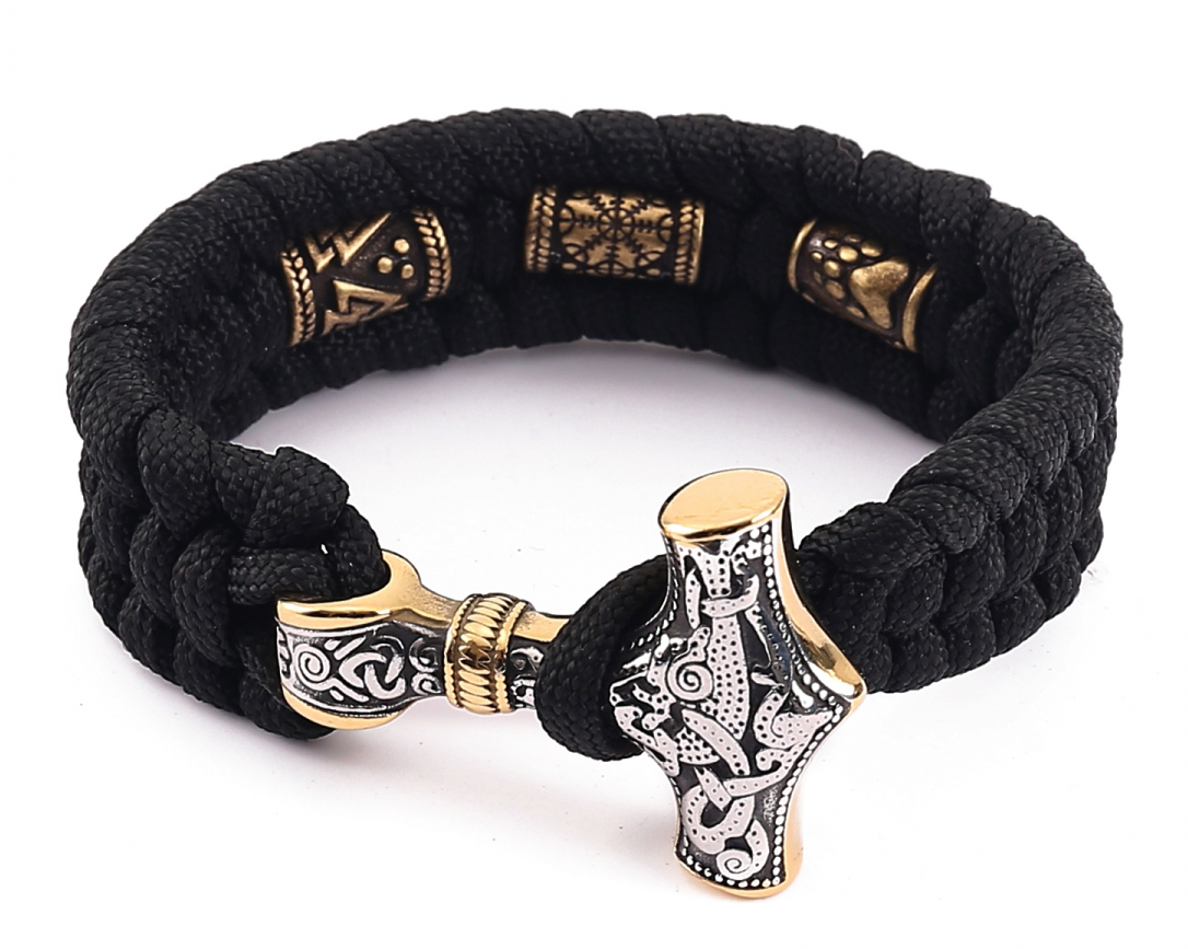 Lykka Viking Mjölnir nylon-steelbracelet 23 mm 21 cm  