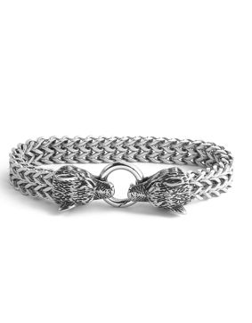 Lykken Viking Wolf head steel bracelet 12 mm