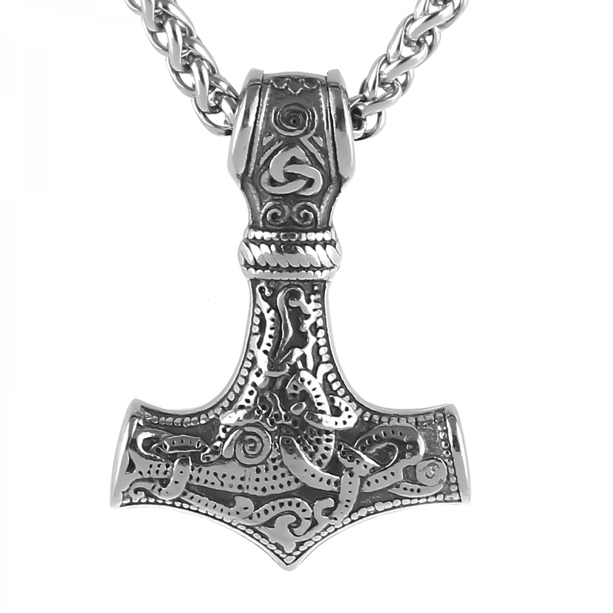 Lykka Viking Mjölnir steel necklace 60 cm wheat chain 4.3 x 3.1 cm