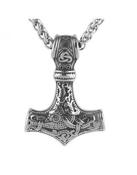 Lykka Viking Mjölnir steel necklace 60 cm wheat chain 4.3 x 3.1 cm