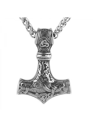 Lykka Viking Mjölnir steel necklace 60 cm wheat chain 4.3 x 3.1 cm