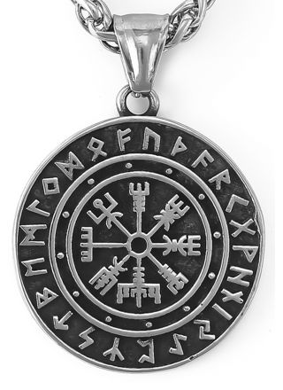 Lykka Viking steel necklace 60 cm 4 x 4 cm