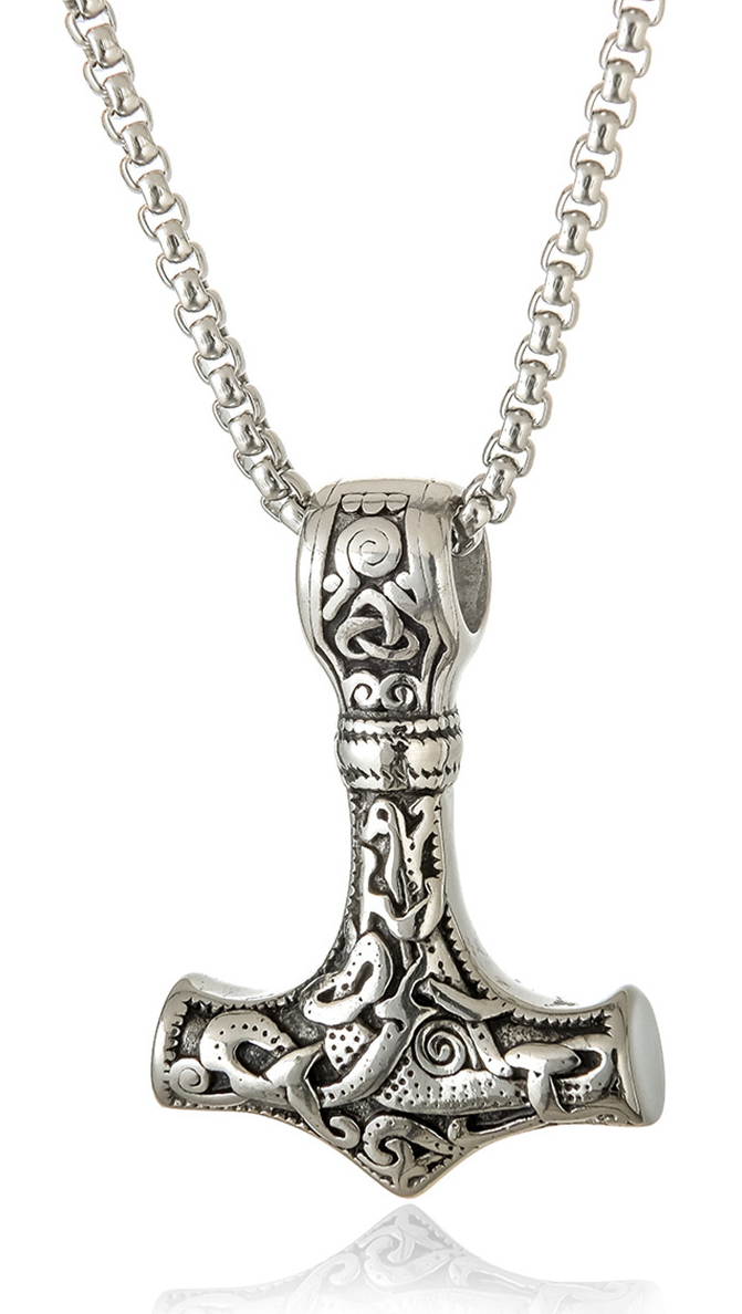 Lykka Viking Mjölnir silver 60 cm necklace 4.3 x 3 cm
