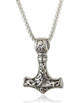 Lykka Viking Mjölnir silver 60 cm necklace 4.3 x 3 cm