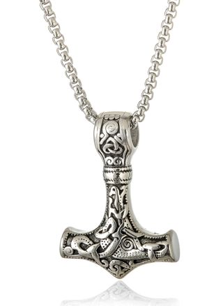 Lykka Viking Mjölnir silver 60 cm necklace 4.3 x 3 cm