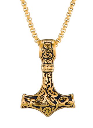 Lykka Viking Mjölnir gold 60 cm necklace 4.3 x 3 cm