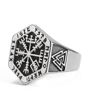 Lykken Viking Vegvisir steel ring