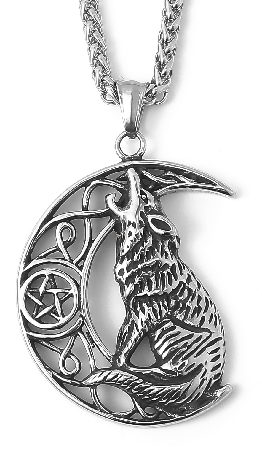 Lykka Viking Wolf steel necklace 60 cm 5.9 x 3.9 cm