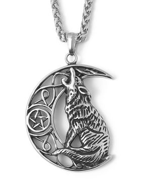 Lykka Viking Wolf steel necklace 60 cm 5.9 x 3.9 cm