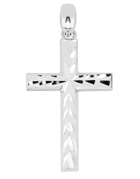 Lykka Crosses diamond-cut cross pendant in white gold