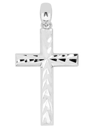 Lykka Crosses diamond-cut cross  pendant in white gold