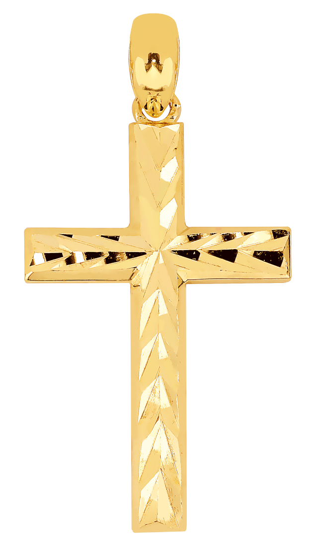 Lykka Crosses diamond-cut cross  pendant in yellow gold