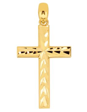 Lykken Crosses diamond-cut cross pendant in yellow gold