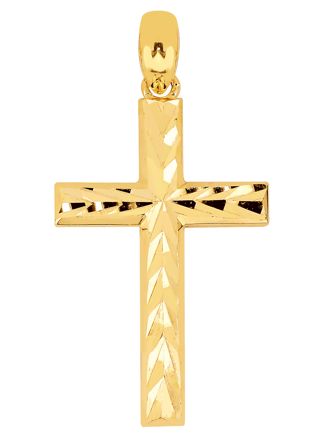 Lykka Crosses diamond-cut cross  pendant in yellow gold