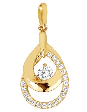 Lykken Casuals tear drop shaped pendant yellow gold