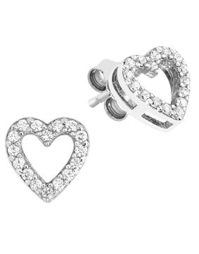 Lykken Hearts silver heart pavè earrings