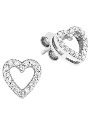 Lykka Hearts silver heart pavè earrings