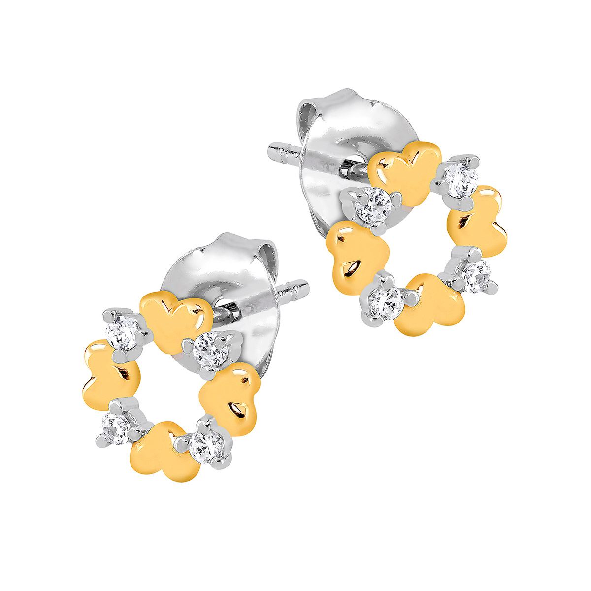 Lykken gold-plated silver heart earrings with zirconia 8 mm