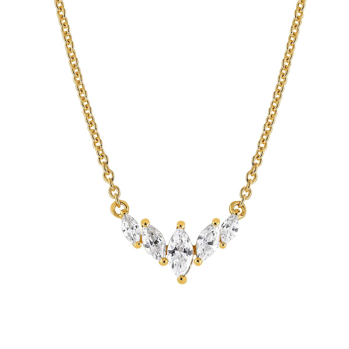 Lykken gold-plated silver necklace with zirconia 45 cm