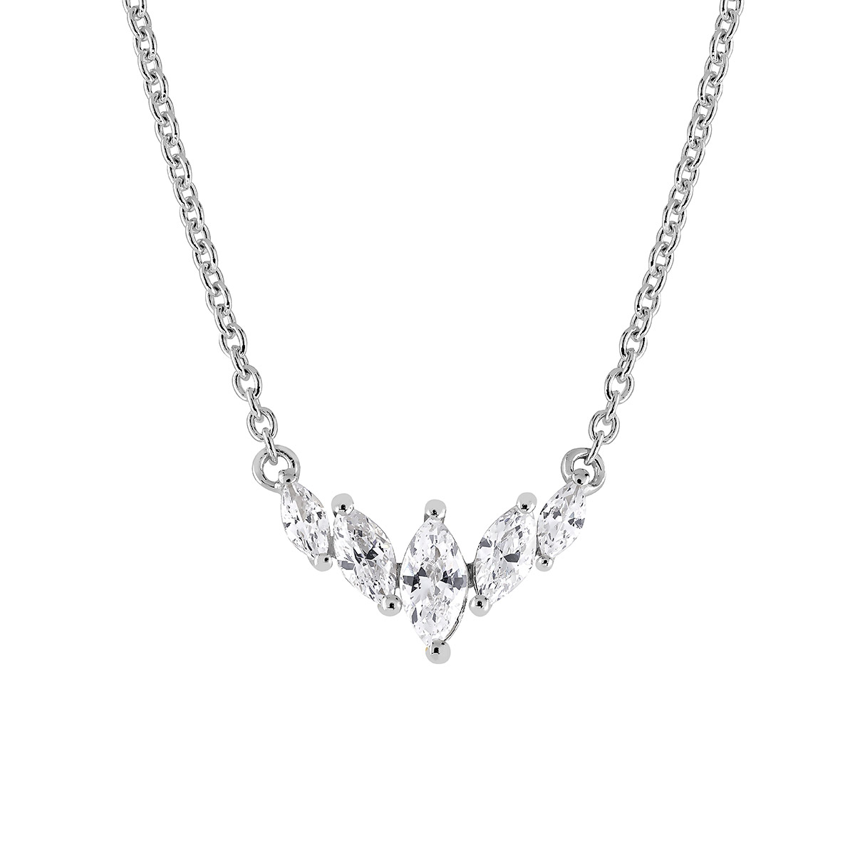 Lykken silver necklace with zirconia 45 cm