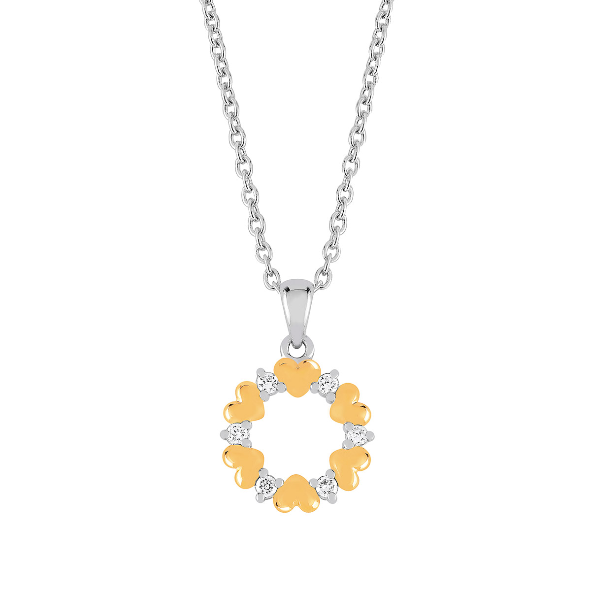 Lykken silver heart necklace with zirconia 45 cm