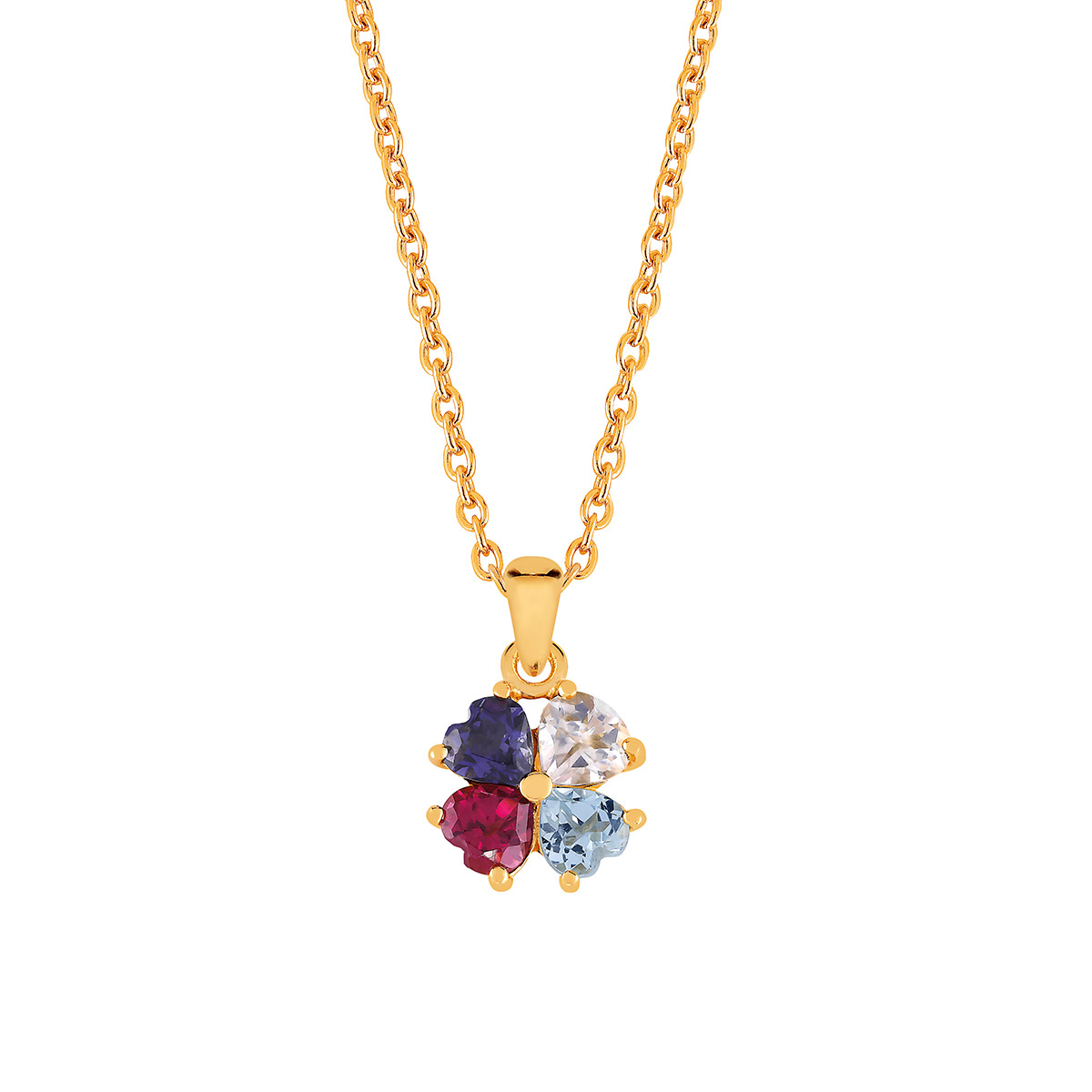 Lykken gold-plated silver necklace with multicolored stones 45 cm