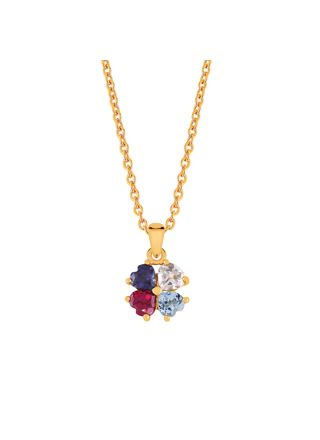 Lykken gold-plated silver necklace with multicolored stones 45 cm