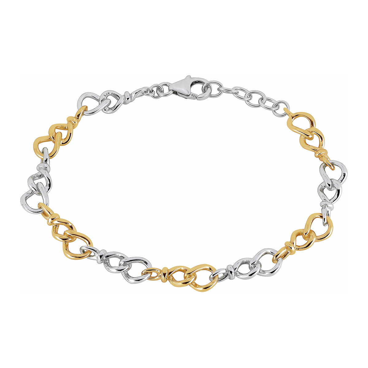 Lykken two-tone silver chain bracelet 18 + 3 cm