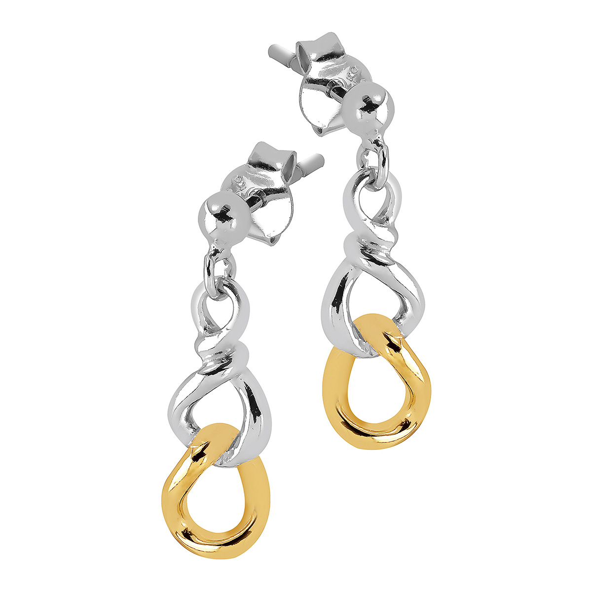 Lykken two-tone silver chain earrings
