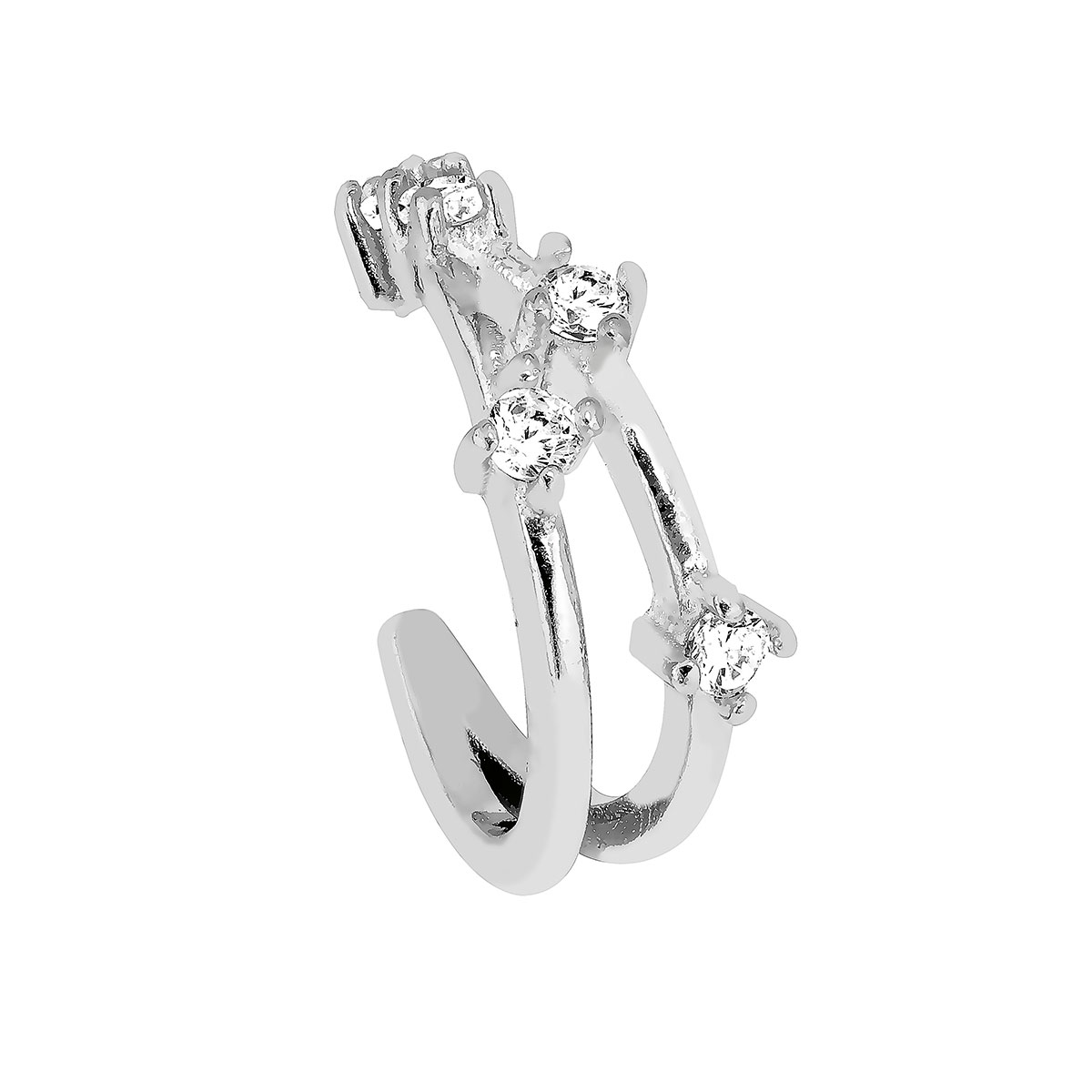 Lykka Casuals double ring ear cuff silver earring