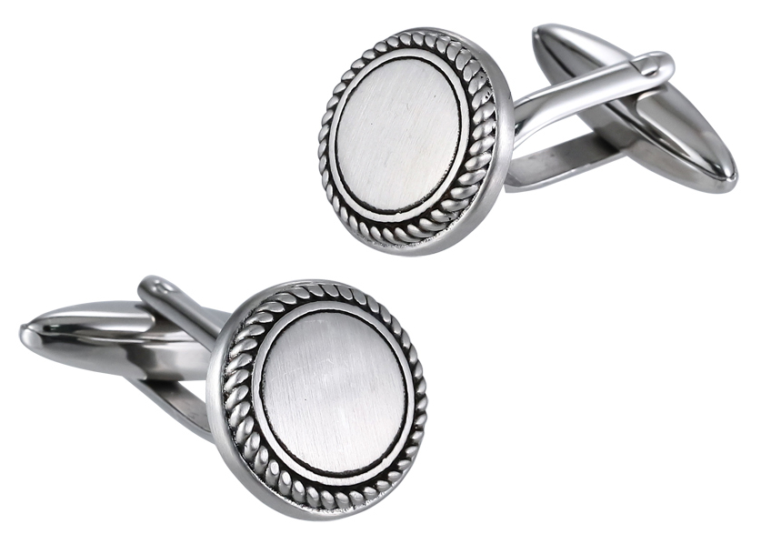 Lykka Strong round steel cufflinks 