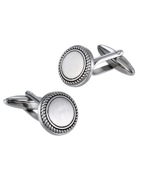 Lykka Strong round steel cufflinks