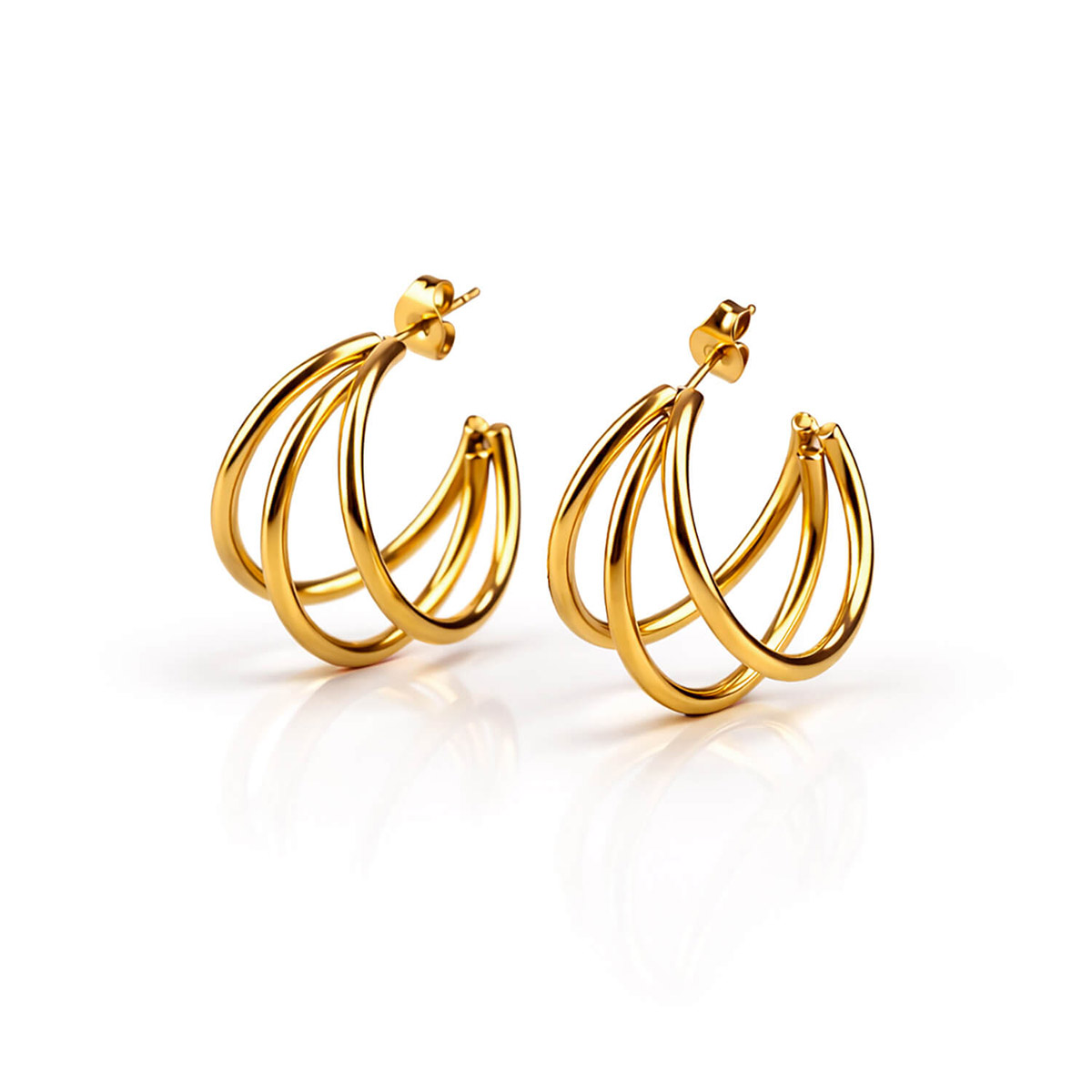 Madoww Triple Hoop gold-plated earrings