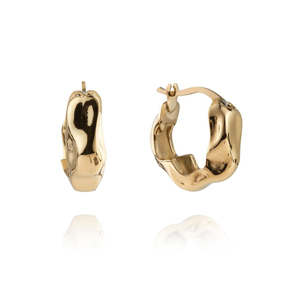 Mockberg Wavy Bolded Small Gold Hoops MB0169
