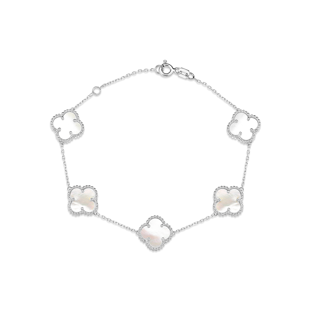 Lykka Symbols four-leaf-clover mother-of-pearl silver bracelet 17+3cm 