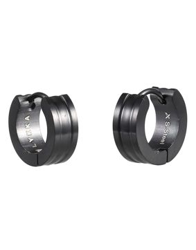 Lykken Strong matt black huggie steel earrings