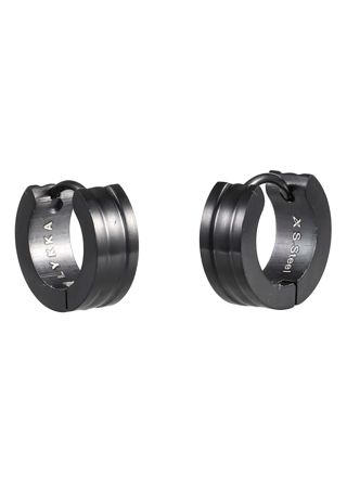 Lykka Strong matt black huggie steel earrings