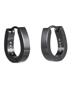 Lykken Strong black huggie steel earrings