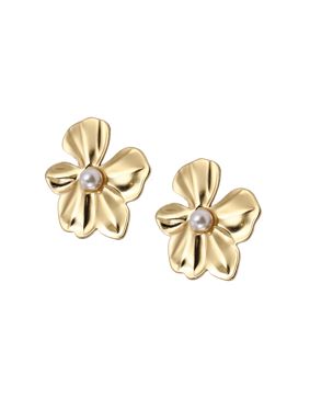 Lykken Trend gold-plated flower steel earrings
