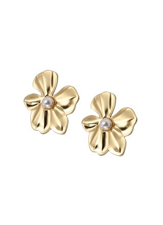 Lykka Strong gold-plated flower steel earrings